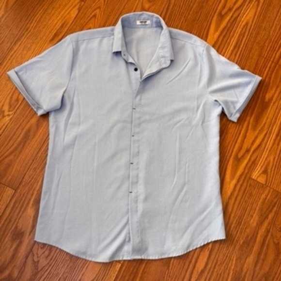 Coofandy Other - COOFANDY Mens Short Sleeve Linen Blend Button Down Shirt Light Blue Size M